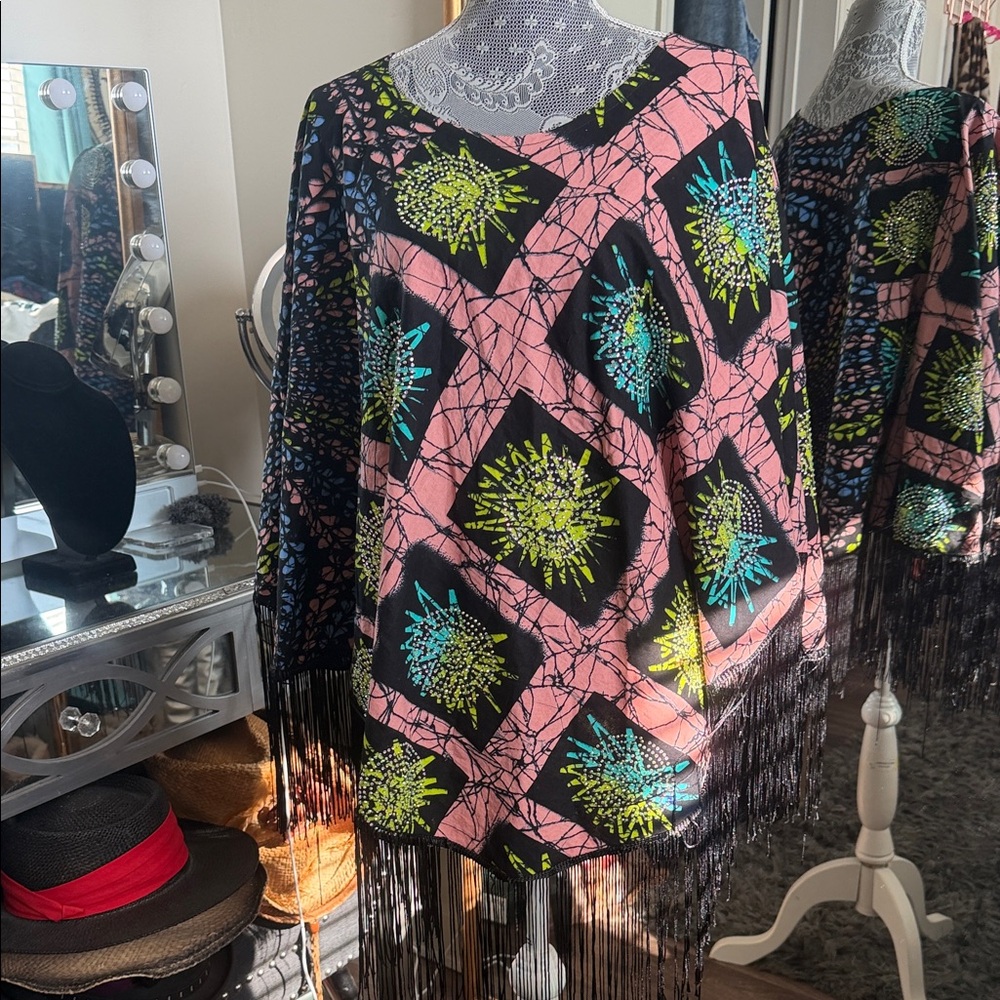 Colorful Fringe rhinestones Poncho